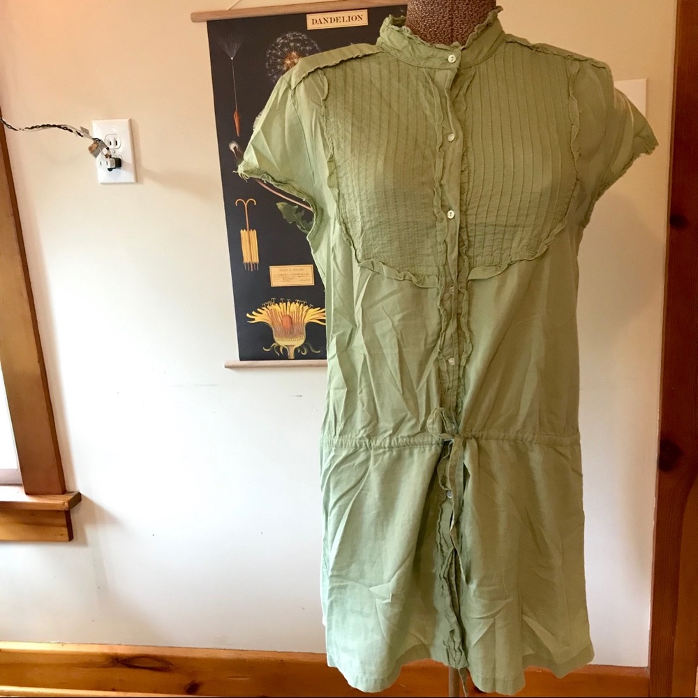 Green Cotton button-up tunic